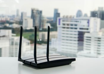 WiFi router with city view